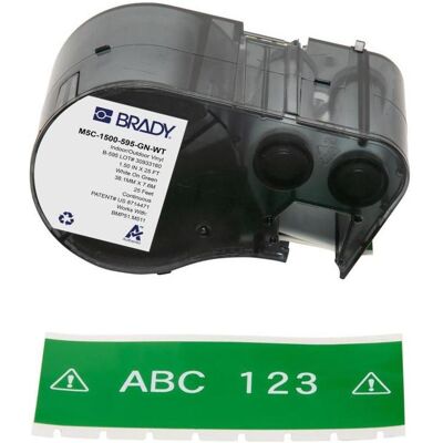 Brady, Rouleau d’étiquettes, M5C-1500-595-GN-WT, Vinyle, blanc sur vert, 38.10 mm x 7.62 m, permanent, continu - Publicité Brady, Rouleau d’étiquettes, M5C-1500-595-GN-WT, Vinyle, blanc sur vert, 38.10 mm x 7.62 m, permanent, continu - Publicité