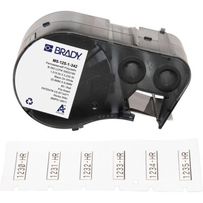 Brady, Rouleau d’étiquettes, M5-125-1-342, Manchon perméable, polyoléfine thermorétractable, noir sur blanc, 25.40 x 6.00 mm (70 mm) - Publicité Brady, Rouleau d’étiquettes, M5-125-1-342, Manchon perméable, polyoléfine thermorétractable, noir sur blanc, 25.40 x 6.00 mm (70 mm) - Publicité