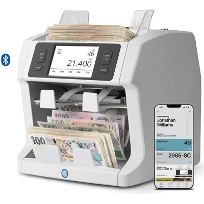 Safescan, Compteur de monnaie, 2995-SC Banknotenzähler 2xFächer, 7-fache Prüfung (Compteuse de billets, Lecteur de billets) - Publicité Safescan, Compteur de monnaie, 2995-SC Banknotenzähler 2xFächer, 7-fache Prüfung (Compteuse de billets, Lecteur de billets) - Publicité