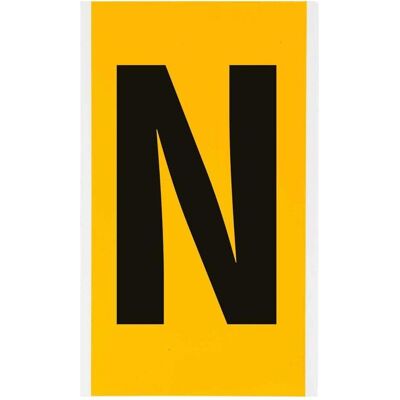 Brady, Rouleau d’étiquettes, B-946, 1570-N, vinyle, inscription : N, noir sur jaune, 127 x 228mm, hauteur des caractères - Publicité Brady, Rouleau d’étiquettes, B-946, 1570-N, vinyle, inscription : N, noir sur jaune, 127 x 228mm, hauteur des caractères - Publicité