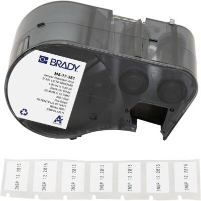 Brady, Rouleau d’étiquettes, M5-17-351, Vinyle, Blanc, mat, infalsifiable, 25.40 x 12.70 mm (360 U.) - Publicité Brady, Rouleau d’étiquettes, M5-17-351, Vinyle, Blanc, mat, infalsifiable, 25.40 x 12.70 mm (360 U.) - Publicité