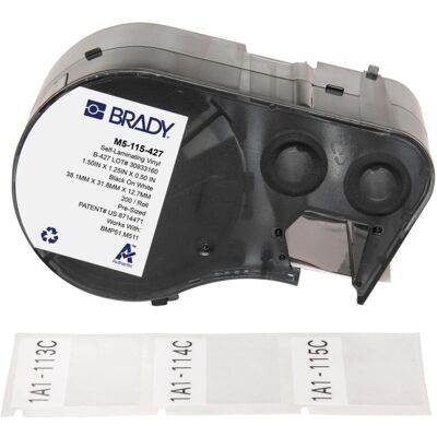 Brady, Rouleau d’étiquettes, M5-115-427, vinyle auto-laminant, noir sur blanc/transparent, 38.10 x 12.70(31.75) mm (70 mm) - Publicité Brady, Rouleau d’étiquettes, M5-115-427, vinyle auto-laminant, noir sur blanc/transparent, 38.10 x 12.70(31.75) mm (70 mm) - Publicité