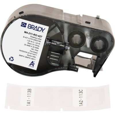 Brady, Rouleau d’étiquettes, M4-211-RO-427, vinyle auto-laminant, noir sur blanc/transparent, 25.40 x 12.70(30.48) (70 mm) - Publicité Brady, Rouleau d’étiquettes, M4-211-RO-427, vinyle auto-laminant, noir sur blanc/transparent, 25.40 x 12.70(30.48) (70 mm) - Publicité