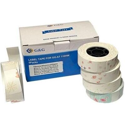 G&G, Rouleau d’étiquettes, Etikettenrolle 5er Set mit verschiedenen Muster 15x30mm - Publicité G&G, Rouleau d’étiquettes, Etikettenrolle 5er Set mit verschiedenen Muster 15x30mm - Publicité