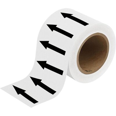 Brady, Rouleau d’étiquettes, B-7541, Marquage de tuyaux - bandes fléchées, polyester laminé, noir sur blanc, 100.00 mm x 3 (100 mm) - Publicité Brady, Rouleau d’étiquettes, B-7541, Marquage de tuyaux - bandes fléchées, polyester laminé, noir sur blanc, 100.00 mm x 3 (100 mm) - Publicité