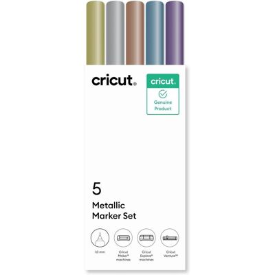 Cricut, Machine de découpe : accessoires, Explore/Maker Medium Point Pen Set 5-pack (Metallic) - Publicité Cricut, Machine de découpe : accessoires, Explore/Maker Medium Point Pen Set 5-pack (Metallic) - Publicité