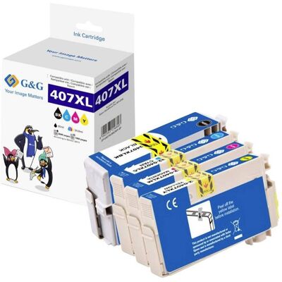 G&G, Cartouche d'impression, Druckerpatrone Kompatibel GP-E407XLBKCMY-4P (CF) - Publicité G&G, Cartouche d'impression, Druckerpatrone Kompatibel GP-E407XLBKCMY-4P (CF) - Publicité