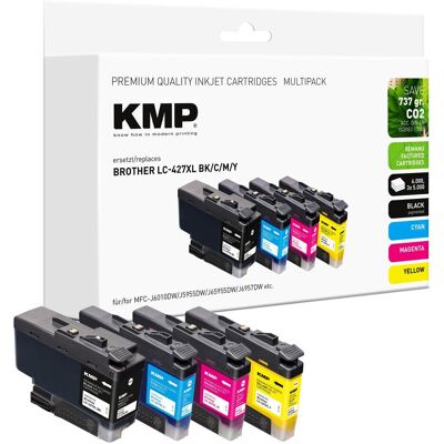 KMP, Cartouche d'impression, Druckerpatrone ersetzt Brother LC427XLBK, LC427XLC, LC427XLM, LC427XLY Kompa (C, CF, M, Y) - Publicité KMP, Cartouche d'impression, Druckerpatrone ersetzt Brother LC427XLBK, LC427XLC, LC427XLM, LC427XLY Kompa (C, CF, M, Y) - Publicité