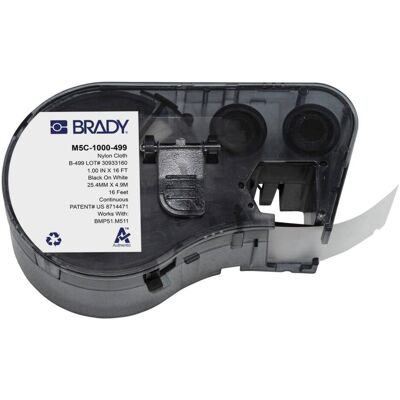 Brady, Rouleau d’étiquettes, M5C-1000-499, Tissu de nylon, noir sur blanc, mat, 25.40 mm x 4.88 m, permanent, continu (25.40 mm) - Publicité Brady, Rouleau d’étiquettes, M5C-1000-499, Tissu de nylon, noir sur blanc, mat, 25.40 mm x 4.88 m, permanent, continu (25.40 mm) - Publicité