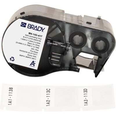 Brady, Rouleau d’étiquettes, M4-143-417, vinyle auto-laminant, blanc/transparent, 25.40 x 12.70(31.75) mm, permanent (70 mm) - Publicité Brady, Rouleau d’étiquettes, M4-143-417, vinyle auto-laminant, blanc/transparent, 25.40 x 12.70(31.75) mm, permanent (70 mm) - Publicité