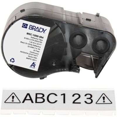 Brady, Rouleau d’étiquettes, M5C-1000-584, ruban vinyle réfléchissant, noir sur blanc, 25.40 mm x 6.10 m, permanent, fin (25.40 mm) - Publicité Brady, Rouleau d’étiquettes, M5C-1000-584, ruban vinyle réfléchissant, noir sur blanc, 25.40 mm x 6.10 m, permanent, fin (25.40 mm) - Publicité