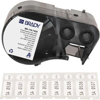 Brady, Rouleau d’étiquettes, M5-118-7425, polypropylène, blanc, 25.40 x 9.53 mm, diamètre 9.53 mm (étiquette de plafond), perma - Publicité Brady, Rouleau d’étiquettes, M5-118-7425, polypropylène, blanc, 25.40 x 9.53 mm, diamètre 9.53 mm (étiquette de plafond), perma - Publicité