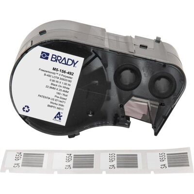 Brady, Rouleau d’étiquettes, M5-156-492, FreezerBondz II(TM), polyester, noir sur blanc, 22.86 x 25.40 mm, permanent (1 - Publicité Brady, Rouleau d’étiquettes, M5-156-492, FreezerBondz II(TM), polyester, noir sur blanc, 22.86 x 25.40 mm, permanent (1 - Publicité