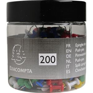 Exacompta, Attaches, Boîte de 200 épingles Push Pins - Hauteur de pointe 7mm - 10mm de diamètre - Couleurs assorties (200x) - Publicité Exacompta, Attaches, Boîte de 200 épingles Push Pins - Hauteur de pointe 7mm - 10mm de diamètre - Couleurs assorties (200x) - Publicité