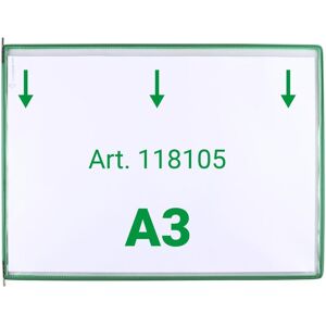 Tarifold, Panneau d'information, 10 plaques pochettes A3 paysage vert, ouverture en haut - Publicité Tarifold, Panneau d'information, 10 plaques pochettes A3 paysage vert, ouverture en haut - Publicité