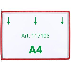 Tarifold, Panneau d'information, 20 plaques pochettes avec 5 onglets DIN A4 paysage rouge, ouverture en haut - Publicité Tarifold, Panneau d'information, 20 plaques pochettes avec 5 onglets DIN A4 paysage rouge, ouverture en haut - Publicité