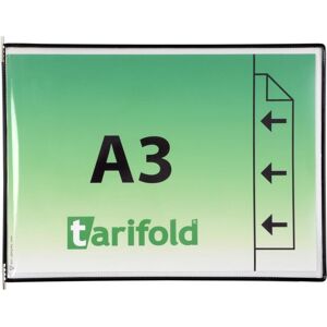 Tarifold, Panneau d'information, 10 plaques pochettes avec 5 onglets DIN A3 paysage noir, ouverture latérale - Publicité Tarifold, Panneau d'information, 10 plaques pochettes avec 5 onglets DIN A3 paysage noir, ouverture latérale - Publicité