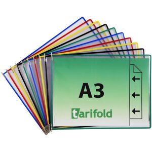 Tarifold, Panneau d'information, 10 présentoirs avec 5 onglets DIN A3 paysage, couleurs assorties, ouverture latérale - Publicité Tarifold, Panneau d'information, 10 présentoirs avec 5 onglets DIN A3 paysage, couleurs assorties, ouverture latérale - Publicité