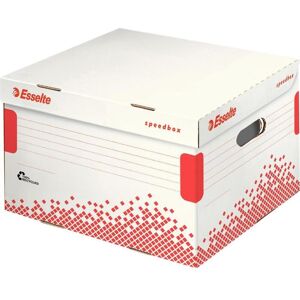 Esselte, Archivage + classement, Boîte d'archives à couvercle rabattable SPEEDBOX, taille : L, blanc/rouge, en carton 100 % recyclé - Publicité Esselte, Archivage + classement, Boîte d'archives à couvercle rabattable SPEEDBOX, taille : L, blanc/rouge, en carton 100 % recyclé - Publicité