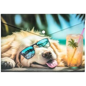 Panta Plast, Enveloppes, A4-PP-Umschlag mit Druckknopfverschluss und Aufdruck „Chillout Dog“. (A4) - Publicité Panta Plast, Enveloppes, A4-PP-Umschlag mit Druckknopfverschluss und Aufdruck „Chillout Dog“. (A4) - Publicité
