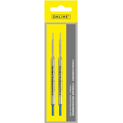 Online, Cartouche de rechange + encrier, Recharges pour stylo à bille standard (Bleu, 0.50 mm, 2 pcs) - Publicité Online, Cartouche de rechange + encrier, Recharges pour stylo à bille standard (Bleu, 0.50 mm, 2 pcs) - Publicité