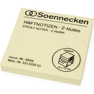 Soennecken, Notes adhésives, Papillons adhésifs Z-Notes 75x75 mm (lxh) jaune 100 p. (75 x 75 mm) - Publicité Soennecken, Notes adhésives, Papillons adhésifs Z-Notes 75x75 mm (lxh) jaune 100 p. (75 x 75 mm) - Publicité