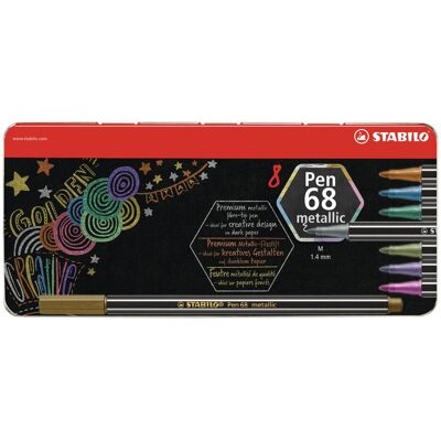 Feutre Métallique STABILO Pen 68 - Boîte en Métal 8 Couleurs - Publicité Feutre Métallique STABILO Pen 68 - Boîte en Métal 8 Couleurs - Publicité