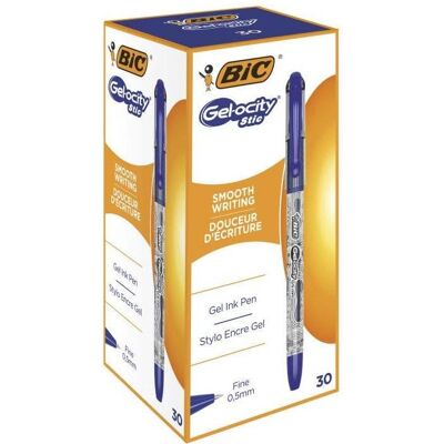 Bic, Stylo, Gel-ocity Stic Gel pen blue Box 30 pcs. (30x) - Publicité Bic, Stylo, Gel-ocity Stic Gel pen blue Box 30 pcs. (30x) - Publicité