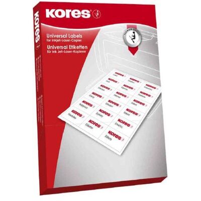 Kores, Étiquettes, Étiquettes universelles, 52,5 x 29,7 mm, blanches, 500 feuilles bord à bord - Publicité Kores, Étiquettes, Étiquettes universelles, 52,5 x 29,7 mm, blanches, 500 feuilles bord à bord - Publicité