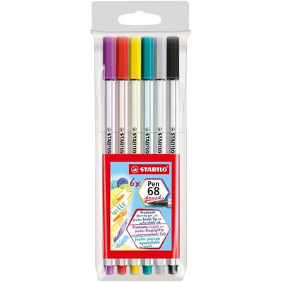 Stylo Stabilo Pen 68 à Pinceau - 6 Couleurs - Étui - Publicité Stylo Stabilo Pen 68 à Pinceau - 6 Couleurs - Étui - Publicité