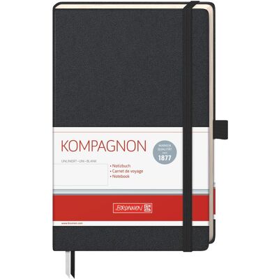 Brunnen, Cahier + bloc-notes, Carnet de notes KOMPAGNON env. DIN A5 vierge, noir couverture rigide 192, dont 16 à détacher Sei (A5, Blanc, Couverture rigide) - Publicité Brunnen, Cahier + bloc-notes, Carnet de notes KOMPAGNON env. DIN A5 vierge, noir couverture rigide 192, dont 16 à détacher Sei (A5, Blanc, Couverture rigide) - Publicité