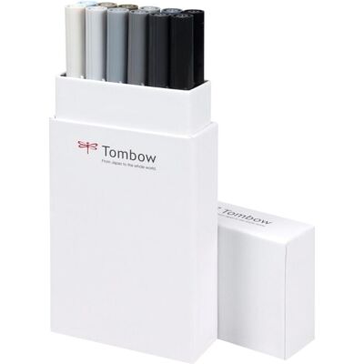 Tombow, Écriture + dessin, Stylo à double pinceau ABT, nuances de gris (12x) - Publicité Tombow, Écriture + dessin, Stylo à double pinceau ABT, nuances de gris (12x) - Publicité