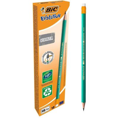 Bic, Crayon à papier + critérium, Crayon Ecolutions 650/655 avec gomme (2 mm, HB, 12x) - Publicité Bic, Crayon à papier + critérium, Crayon Ecolutions 650/655 avec gomme (2 mm, HB, 12x) - Publicité