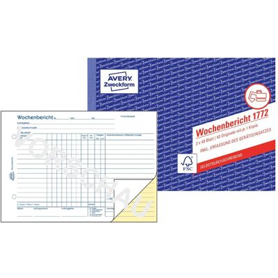 Avery Bulletin de versement, Rapport hebdomadaire (40x) - Publicité Avery Bulletin de versement, Rapport hebdomadaire (40x) - Publicité