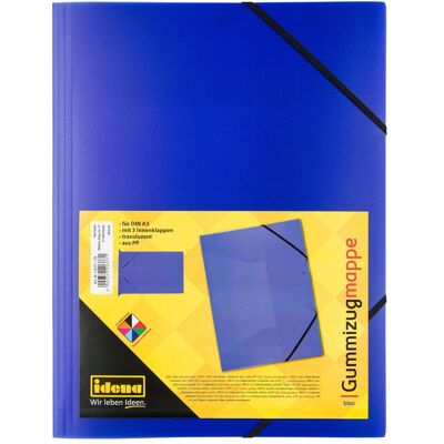 Idena, Porte-documents, Chemise A3 PP avec élastique bleu (A3) - Publicité Idena, Porte-documents, Chemise A3 PP avec élastique bleu (A3) - Publicité