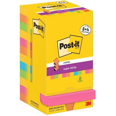Post-it, Notes adhésives, Super Sticky Z-Notes Carnival (76 x 76 mm) - Publicité Post-it, Notes adhésives, Super Sticky Z-Notes Carnival (76 x 76 mm) - Publicité