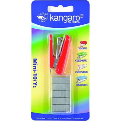 Kangaro, Agrafeuse, agrafeuse + agrafes, agrafes jusqu'à 10 feuilles, blister, rouge (10 feuilles) - Publicité Kangaro, Agrafeuse, agrafeuse + agrafes, agrafes jusqu'à 10 feuilles, blister, rouge (10 feuilles) - Publicité