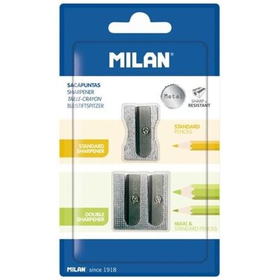 Milan, Taille-crayons, Taille-crayons en aluminium à double capacité. 2 pièces MAILAND - Publicité Milan, Taille-crayons, Taille-crayons en aluminium à double capacité. 2 pièces MAILAND - Publicité