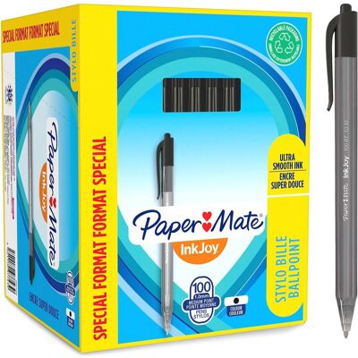 Paper Mate, Stylo, Paper:Mate stylo à bille InkJoy 100 RT, Value Pack, noir (100x) - Publicité Paper Mate, Stylo, Paper:Mate stylo à bille InkJoy 100 RT, Value Pack, noir (100x) - Publicité