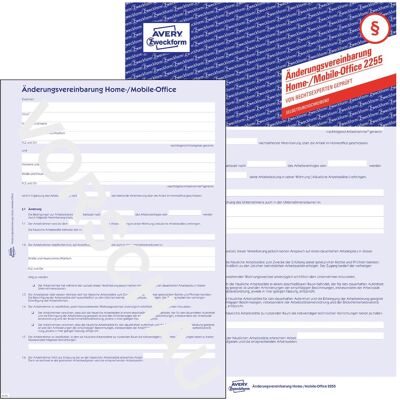 Avery Bulletin de versement, Accord de modification bureau à domicile/bureau mobile - Publicité Avery Bulletin de versement, Accord de modification bureau à domicile/bureau mobile - Publicité