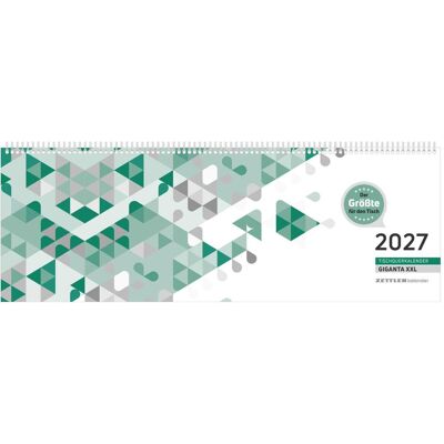 Zettler, Calendrier + agenda, Tischquerkalender Giganta XXL 1W/2S grün 2027 - Publicité Zettler, Calendrier + agenda, Tischquerkalender Giganta XXL 1W/2S grün 2027 - Publicité