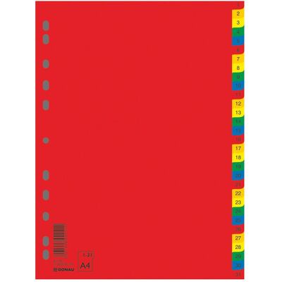 Donau Répertoire, pp, a4, 230x297mm, 1-31, 31 feuilles, couleurs assorties, Relieuse : accessoires, Multicolore - Publicité Donau Répertoire, pp, a4, 230x297mm, 1-31, 31 feuilles, couleurs assorties, Relieuse : accessoires, Multicolore - Publicité