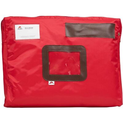 Alba, Emballage cadeau, Sac banane "POCSOU R" à soufflet, en nylon, rouge Fermeture éclair, fenêtre d'envoi, dimensions : (1x) - Publicité Alba, Emballage cadeau, Sac banane "POCSOU R" à soufflet, en nylon, rouge Fermeture éclair, fenêtre d'envoi, dimensions : (1x) - Publicité