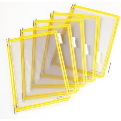Tarifold, Panneau d'information, 20 plaques pochettes DIN A5 jaunes, ouverture sur le côté - Publicité Tarifold, Panneau d'information, 20 plaques pochettes DIN A5 jaunes, ouverture sur le côté - Publicité