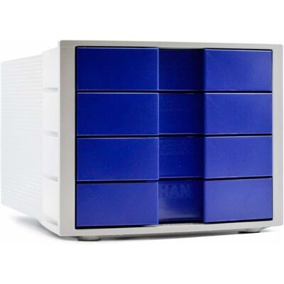 Han, Archivage + classement, Boîte à tiroirs IMPULS, 4 tiroirs, boîtier : gris clair tiroirs : bleu, en polystyrène, remplaçable (C4) - Publicité Han, Archivage + classement, Boîte à tiroirs IMPULS, 4 tiroirs, boîtier : gris clair tiroirs : bleu, en polystyrène, remplaçable (C4) - Publicité