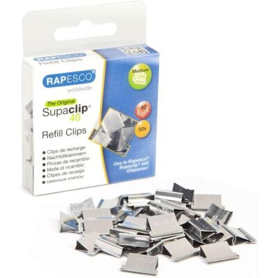 Rapesco Attaches, Clips de recharge Supaclip 40 (50x) - Publicité Rapesco Attaches, Clips de recharge Supaclip 40 (50x) - Publicité