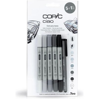 Copic, Marqueur, Tonalités de gris (6x) - Publicité Copic, Marqueur, Tonalités de gris (6x) - Publicité