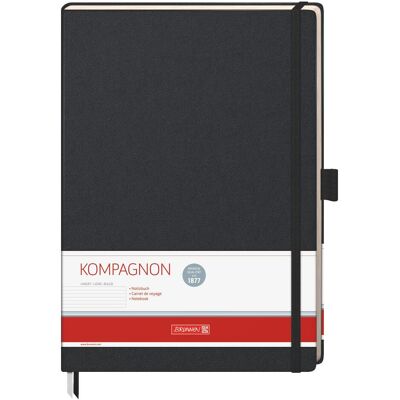 Brunnen, Cahier + bloc-notes, Carnet de notes KOMPAGNON A4 ligné, noir couverture rigide 192 pages (A4, À rayures, Couverture rigide) - Publicité Brunnen, Cahier + bloc-notes, Carnet de notes KOMPAGNON A4 ligné, noir couverture rigide 192 pages (A4, À rayures, Couverture rigide) - Publicité
