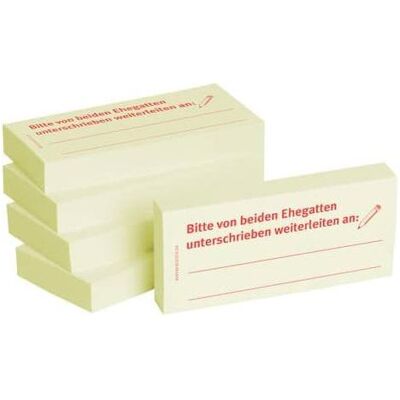 Bizstix, Notes adhésives, Note "Veuillez signer les deux conjoints et les transmettre à". (35 x 75 mm) - Publicité Bizstix, Notes adhésives, Note "Veuillez signer les deux conjoints et les transmettre à". (35 x 75 mm) - Publicité