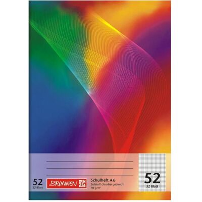 Brunnen, Cahier + bloc-notes, Cahier d'écolier A6 linéature 52 80 g/qm 32 feuilles (A6, Quadrillé, Couverture souple) - Publicité Brunnen, Cahier + bloc-notes, Cahier d'écolier A6 linéature 52 80 g/qm 32 feuilles (A6, Quadrillé, Couverture souple) - Publicité